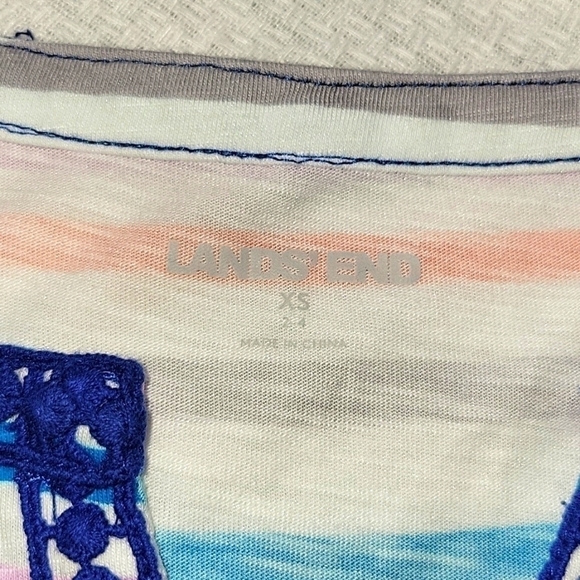 LAND'S End 3/4 Sleeve Striped V-neck Tunic XS Mint Condition - Picture 3 of 7